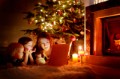 kerst tablet kerstboom haardvuur winter kind peuter kleuter samen kaars lezen online beeldscherm gezellig